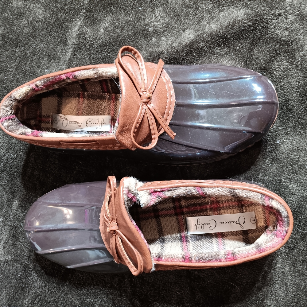 Brown and Purple Yard Farm Shoes Boots